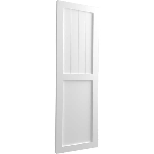 True Fit PVC Farmhouse/Flat Panel Combination Fixed Mount Shutters, Unfinished, 18W X 27H